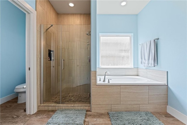 7338 Allman Dr, Corpus Christi, TX 78414 - full bathroom featuring a stall shower, a bath, and recessed lighting