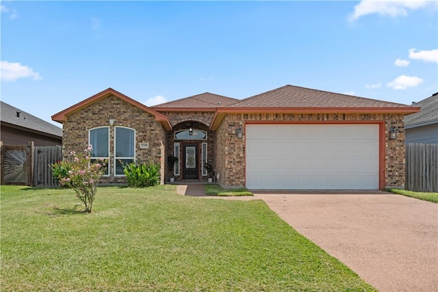 7338 Allman Dr, Corpus Christi, TX 78414 - view of front of house with driveway, an attached garage, and brick siding