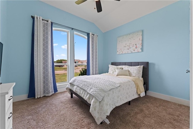 7338 Allman Dr, Corpus Christi, TX 78414 - bedroom with lofted ceiling, carpet, and a ceiling fan