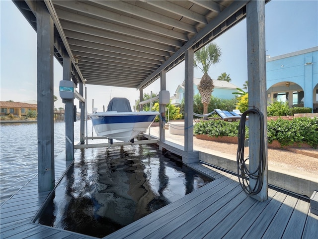 view of dock featuring a water view