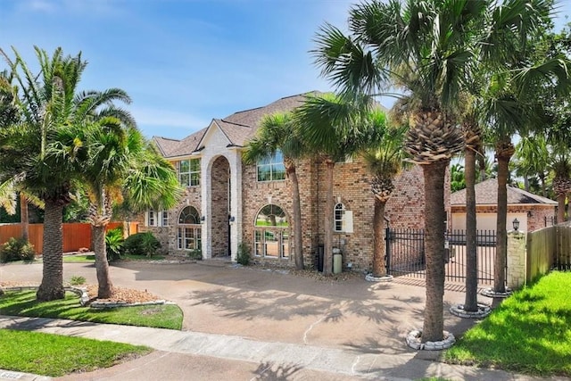 6302 Grandvilliers Dr, Corpus Christi, TX 78414 - view of front of home with curved driveway, brick siding, and a garage