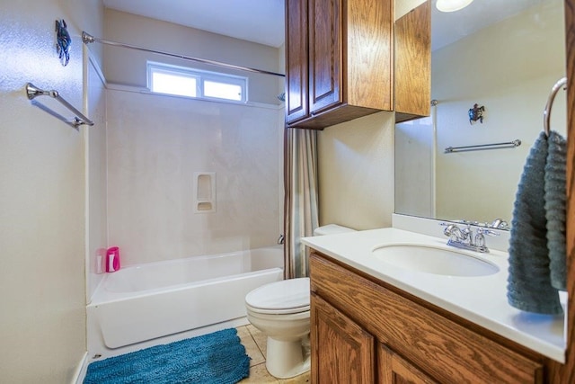 324 Nicklaus Dr, Portland, TX 78374 - full bathroom with shower / bath combination, vanity, tile patterned flooring, and toilet