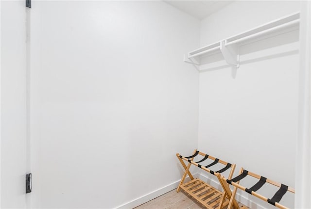 spacious closet featuring light wood-type flooring