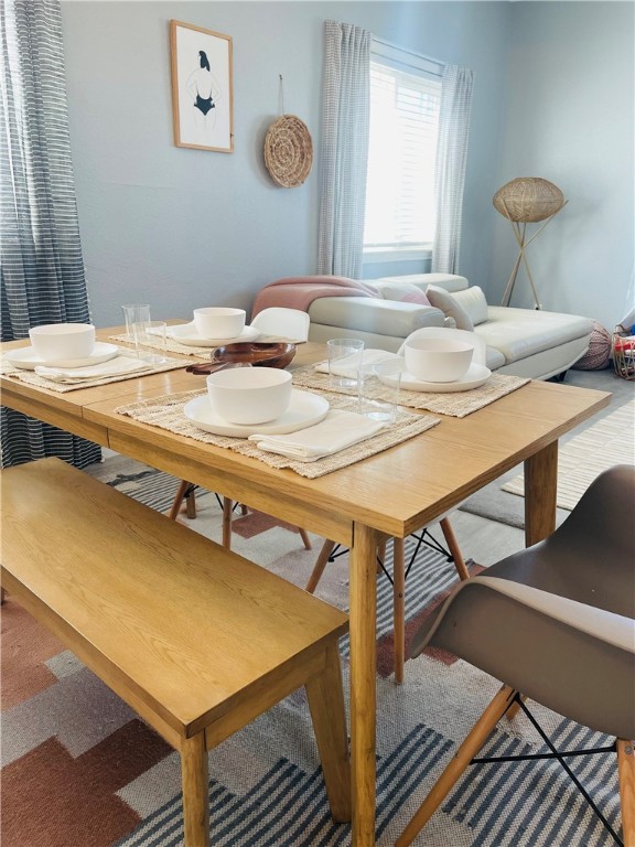 view of carpeted dining room