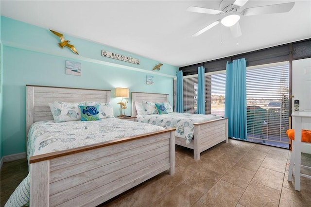 bedroom featuring ceiling fan