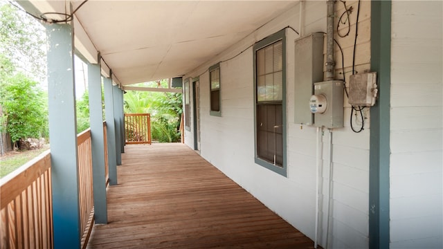 wooden deck featuring covered porch