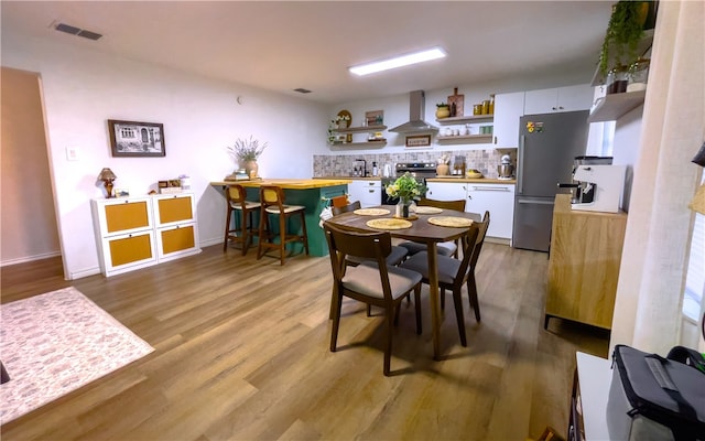 dining area featuring light hardwood / wood-style flooring