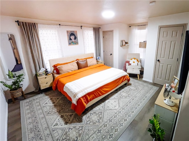 bedroom featuring dark wood-type flooring