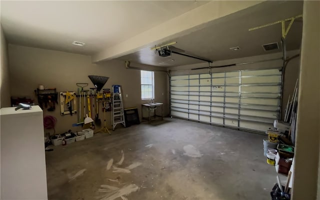 garage with a garage door opener