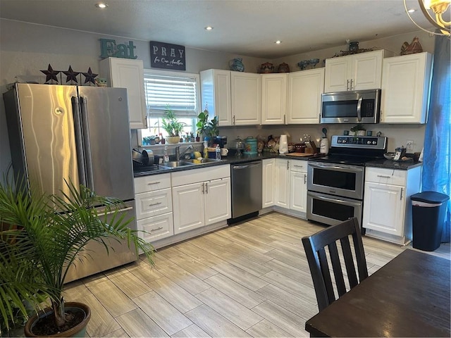 kitchen with sink, white cabinetry, and stainless steel appliances