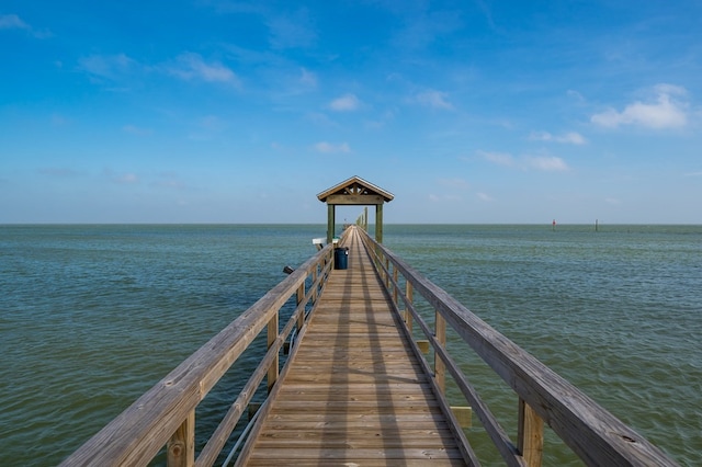 view of dock featuring a water view