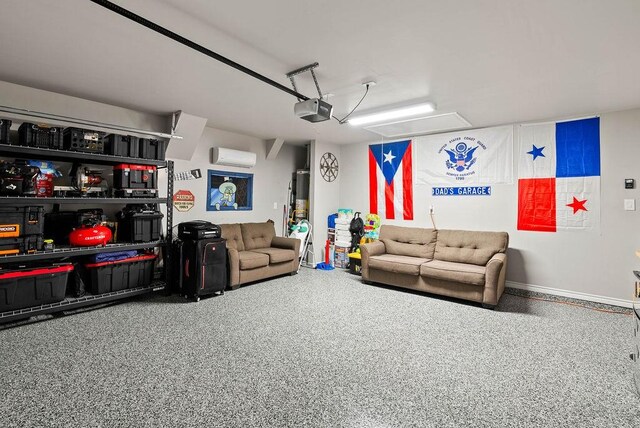 7753 Lariat Toss Dr, Corpus Christi, TX 78414 - living room with a wall unit AC, a garage, and speckled floor