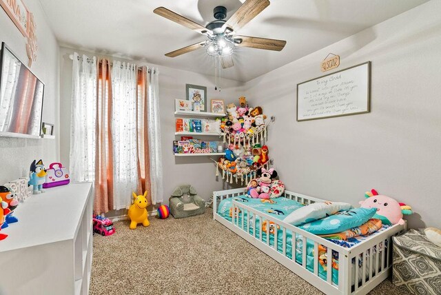 7753 Lariat Toss Dr, Corpus Christi, TX 78414 - bedroom with carpet flooring and a ceiling fan