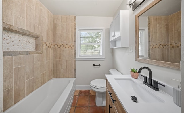 620 E 9th St, Bishop, TX 78343 - bathroom with vanity, toilet, baseboards, and tile patterned flooring