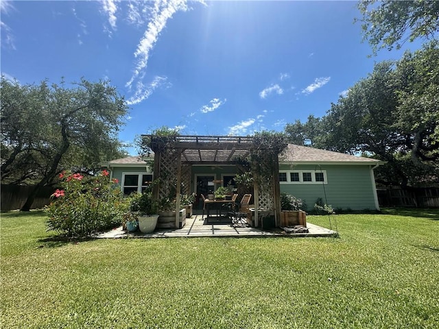 113 N Santa Clara Dr, Rockport, TX 78382 - back of property featuring a pergola and a patio