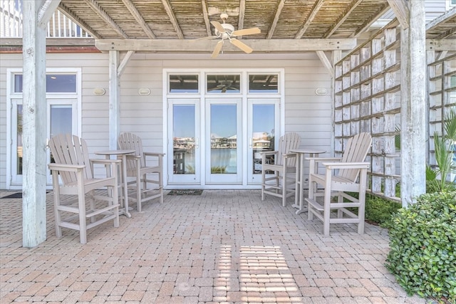 view of patio with ceiling fan