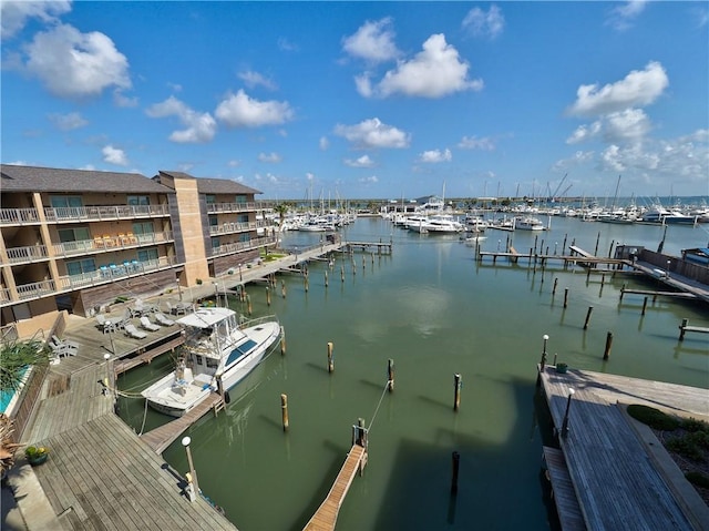 view of dock featuring a water view