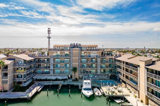 view of property with a water view