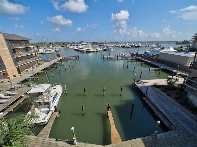 view of dock featuring a water view