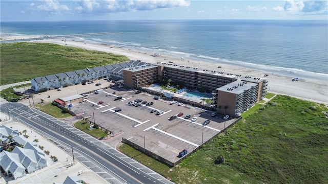 aerial view with a beach view and a water view