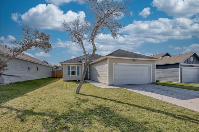 single story home with a front yard