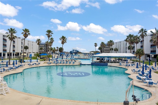 view of swimming pool featuring a patio