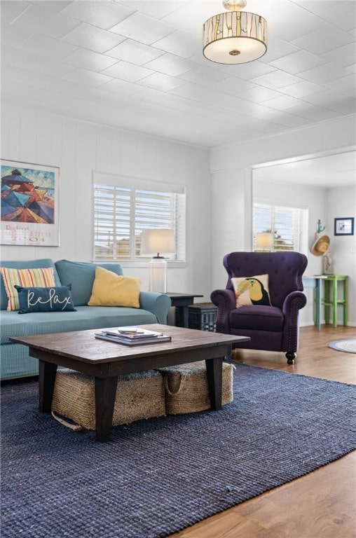 living room with wood finished floors