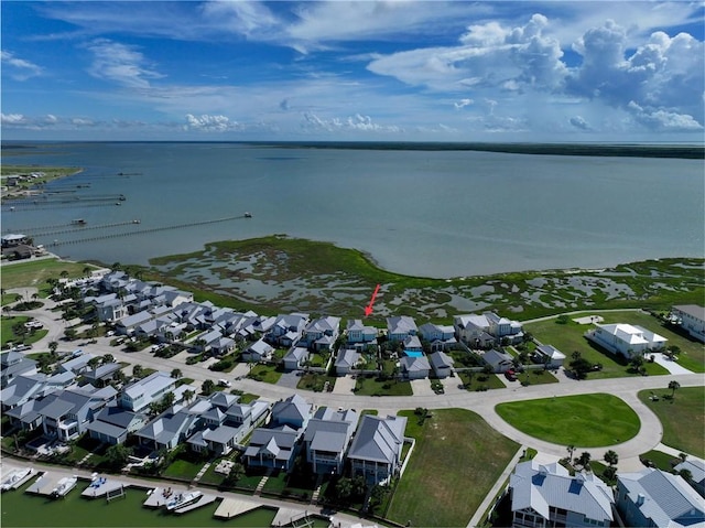 126 Reserve Ln, Rockport, TX 78382 - aerial perspective of suburban area with a large body of water