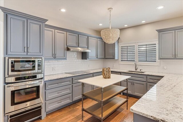 314 Bahia Mar Prt, Aransas, TX 78373 - kitchen featuring gray cabinets, a sink, and a warming drawer