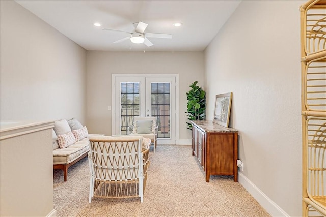314 Bahia Mar Prt, Aransas, TX 78373 - bedroom featuring french doors, light colored carpet, baseboards, access to exterior, and recessed lighting