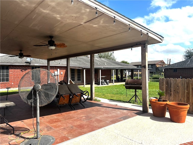 view of patio with ceiling fan