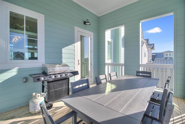 view of patio / terrace featuring a grill and outdoor dining area