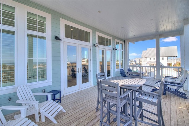 wooden deck with french doors