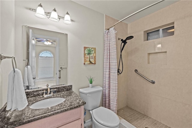8230 Excalibur, Corpus Christi, TX 78414 - full bath with vanity, tiled shower, and a ceiling fan