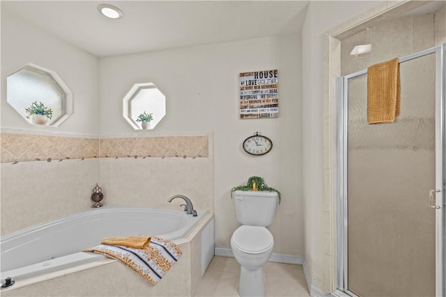 8230 Excalibur, Corpus Christi, TX 78414 - bathroom with a bath, tile patterned floors, and a shower stall