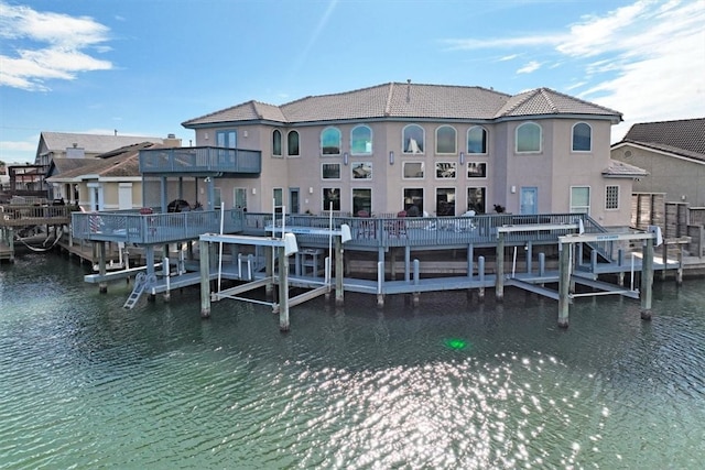 view of dock featuring a water view