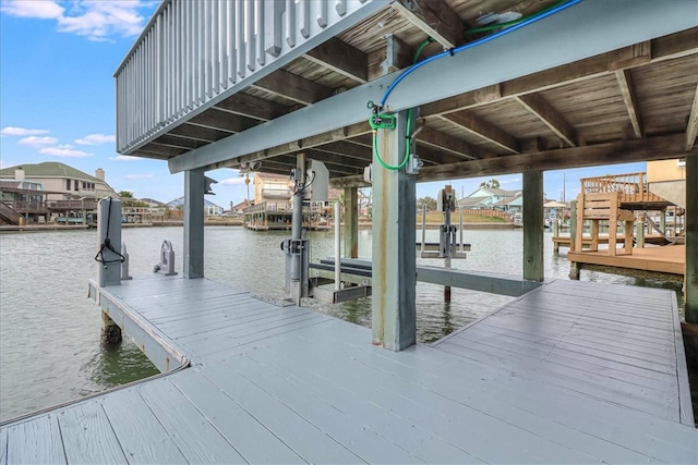 view of dock featuring a water view