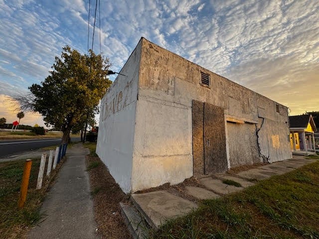 view of property exterior at dusk