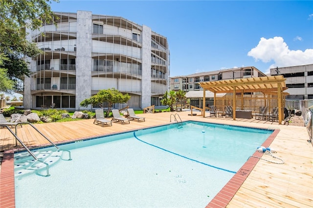 view of pool featuring a pergola