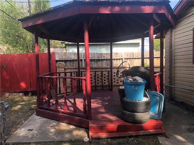1705 Sherman St, Corpus Christi, TX 78416 - wooden terrace with a fenced backyard and a gazebo