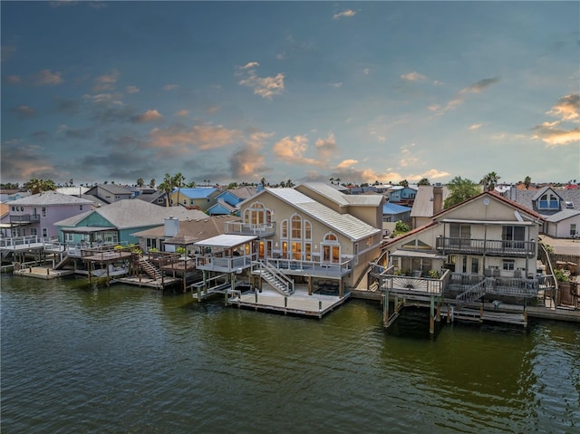 dock area featuring a water view