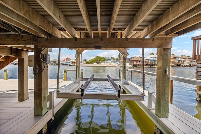 view of dock featuring a water view