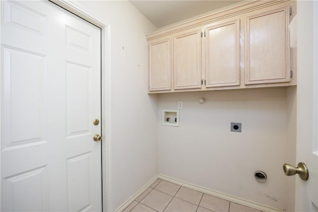 3829 Brockhampton Ct, Corpus Christi, TX 78414 - laundry area featuring electric dryer hookup, cabinet space, hookup for a washing machine, hookup for a gas dryer, and light tile patterned floors