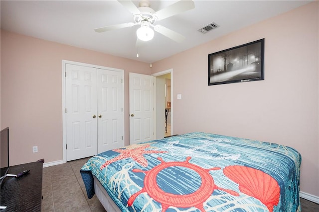 3829 Brockhampton Ct, Corpus Christi, TX 78414 - tiled bedroom featuring a closet and ceiling fan