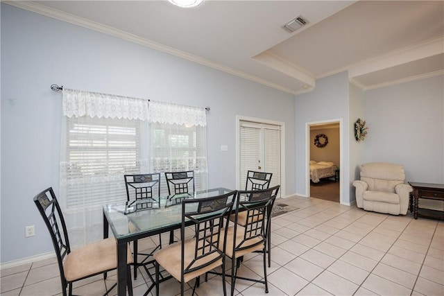 3829 Brockhampton Ct, Corpus Christi, TX 78414 - dining area featuring light tile patterned floors and crown molding