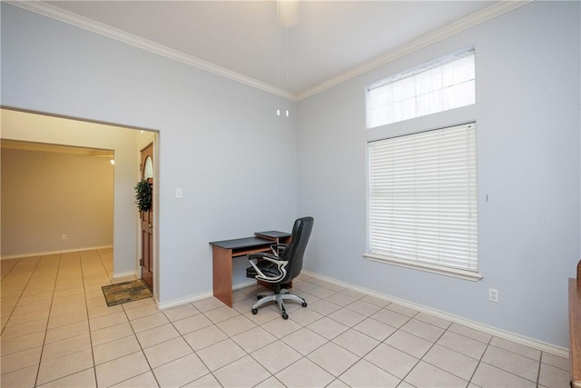 3829 Brockhampton Ct, Corpus Christi, TX 78414 - unfurnished office featuring ornamental molding and light tile patterned flooring
