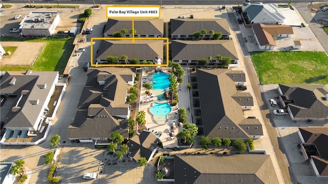 15209 S Padre Island Dr Unit 803, Corpus Christi, TX 78418 - aerial view of residential area featuring a pool area and property boundaries highlighted