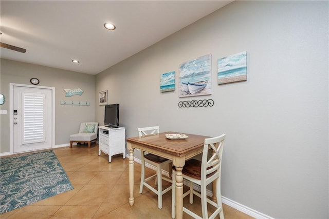 dining room with light tile patterned floors