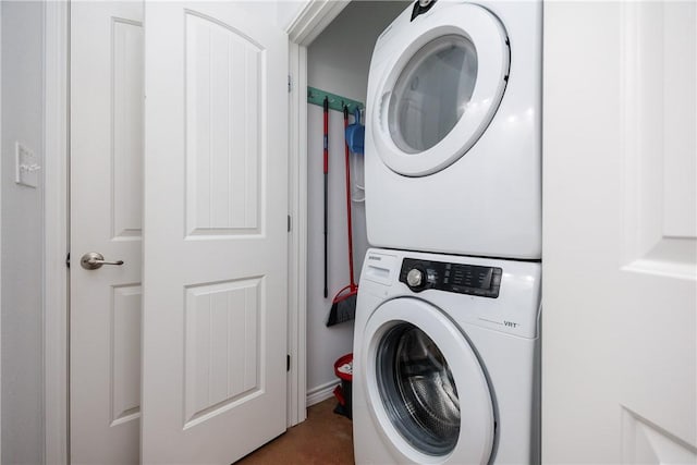 15209 S Padre Island Dr Unit 803, Corpus Christi, TX 78418 - laundry area featuring stacked washing machine and dryer