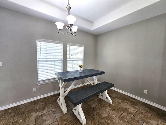 2021 Orange St, Corpus Christi, TX 78418 - dining area featuring a chandelier and a raised ceiling